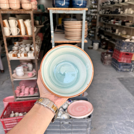 Leftover 5.5 inch Ripple Bowl ( Teal Colorline Brown line )