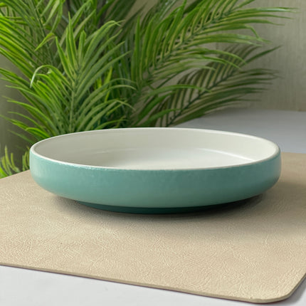 8 inch Deep Classic Plate ( Outer Firozi Matte inner White Matte )