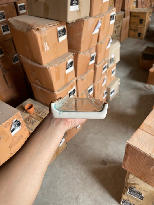 Leftover Two Border Sushi Platter 14.5"x3.5" ( Teal Colorline )