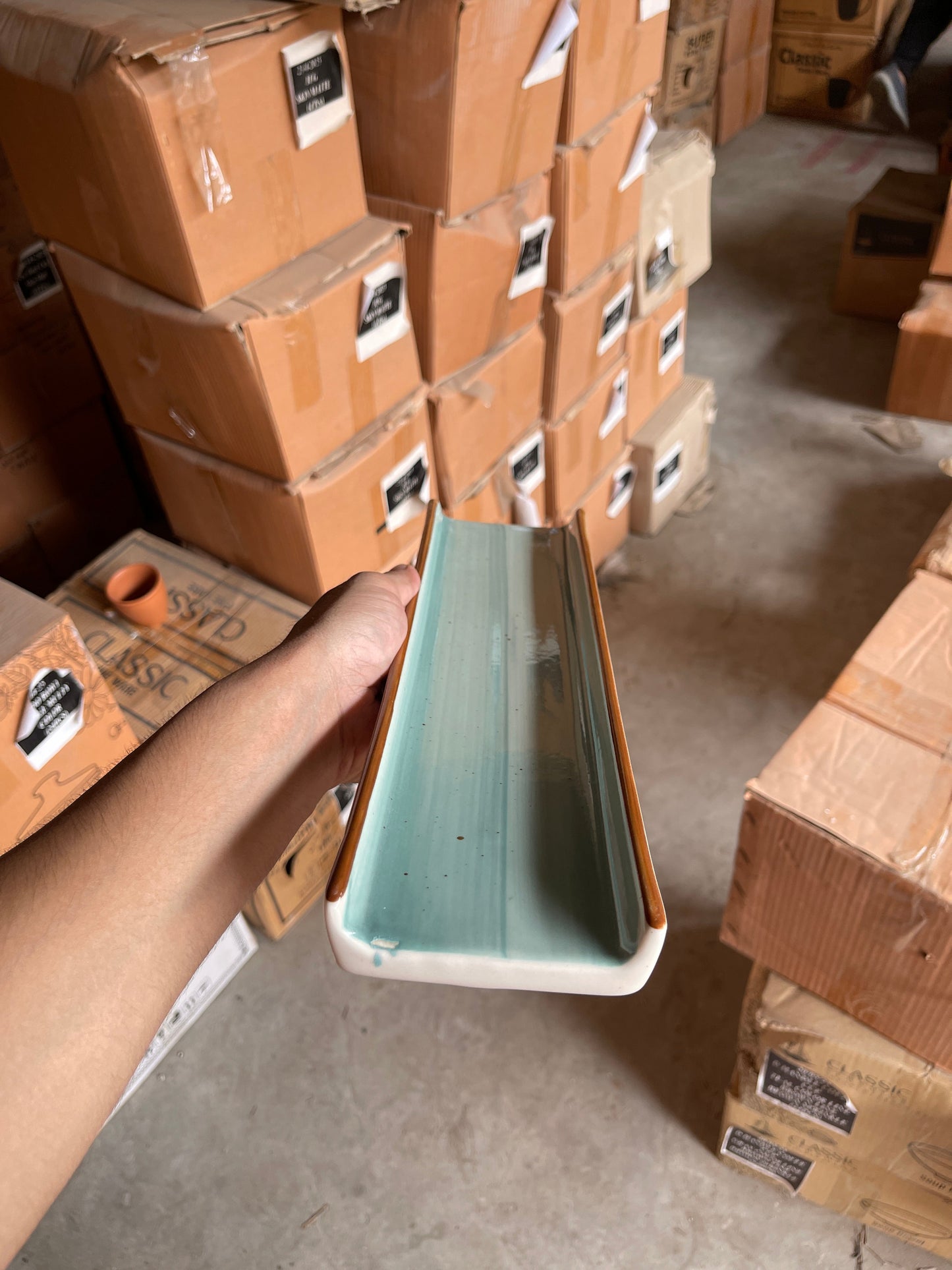 Leftover Two Border Sushi Platter 14.5"x3.5" ( Teal Colorline )