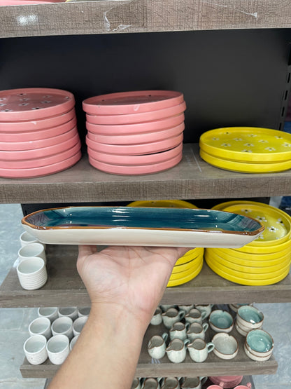 leftover 11.5"x6" YM Rectangular Platter ( Peacock Green Colorline )
