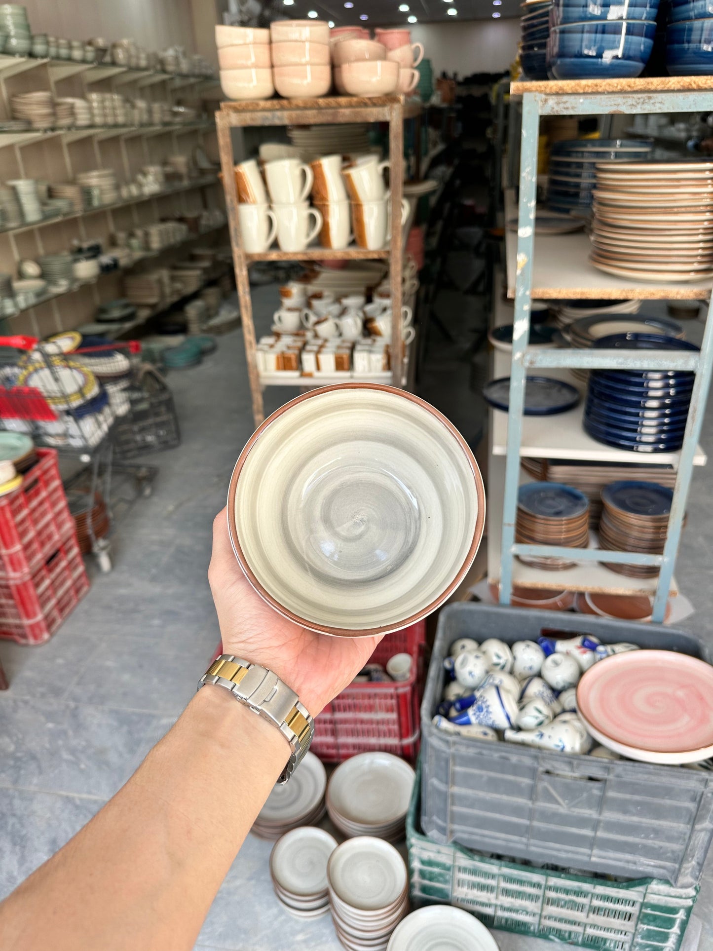 Leftover 5.5 inch Ripple Bowl ( Grey Colorline Brown line )