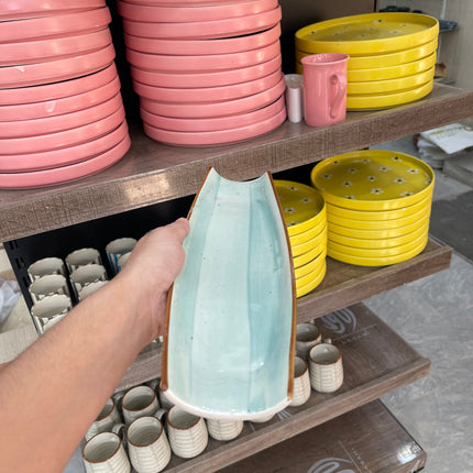 Leftover Curved Sushi Platter 14"x4" ( Teal Colorline )