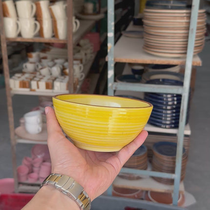 Leftover 5.5 inch Ripple Bowl ( Yellow Colorline Brown line )