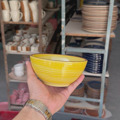 Leftover 5.5 inch Ripple Bowl ( Yellow Colorline Brown line )