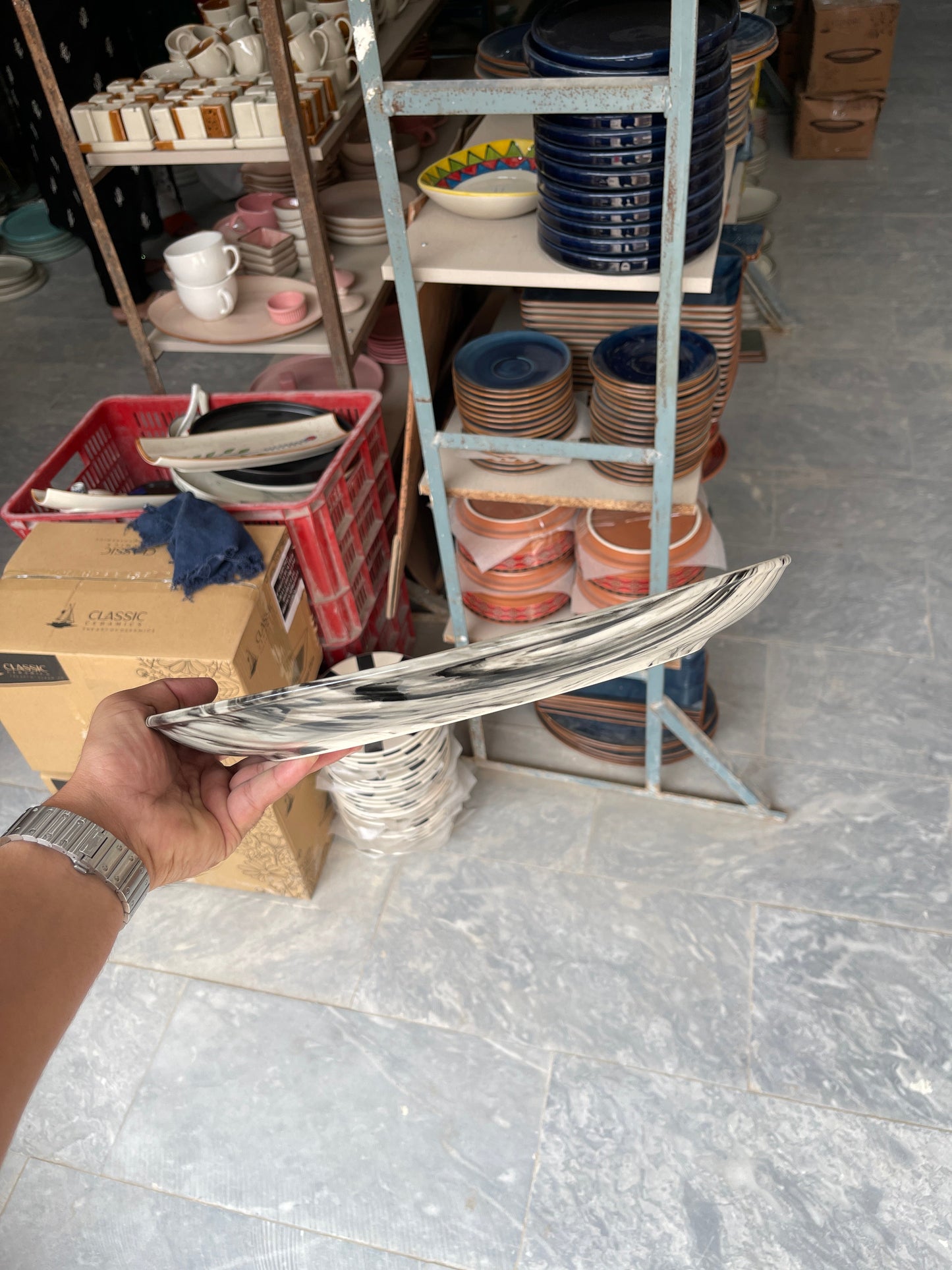 Leftover 13 inch Rimless Rice Dish ( Black Marble )