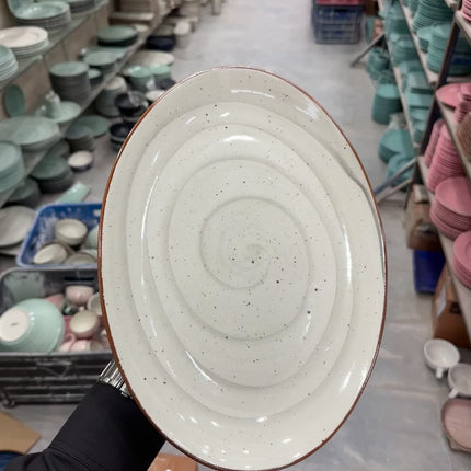 Leftover 13 inch Rimless Rice Dish ( Grey Colorline )