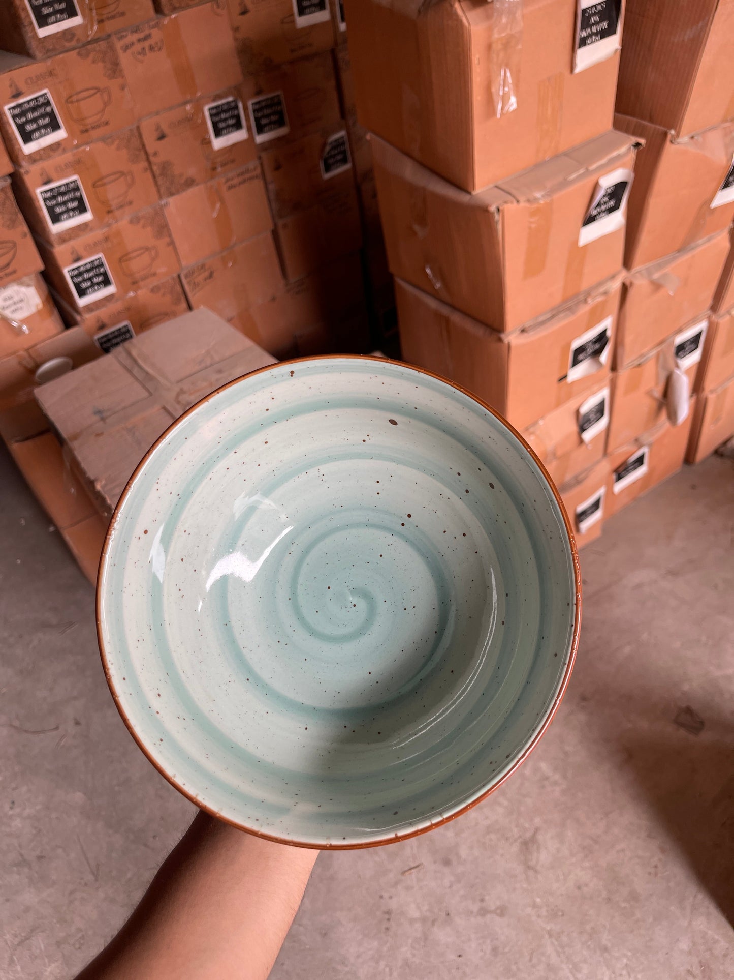 Leftover 8 inch Round Bowl ( Teal Colorline )