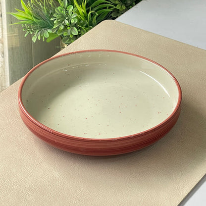 8 inch Deep Classic Plate ( Outer Maroon Colorline with Maroon specks )