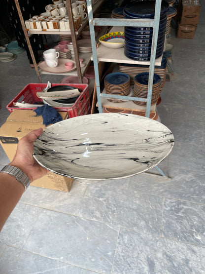 Leftover 13 inch Rimless Rice Dish ( Black Marble )