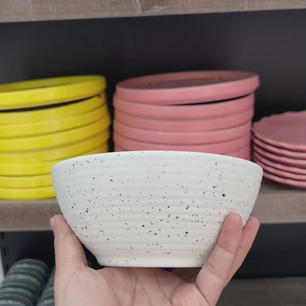 Leftover 5.5 inch Ripple Bowl ( White Matte with Black Specks )