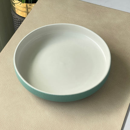 8 inch Deep Classic Plate ( Outer Firozi Matte inner White Matte )