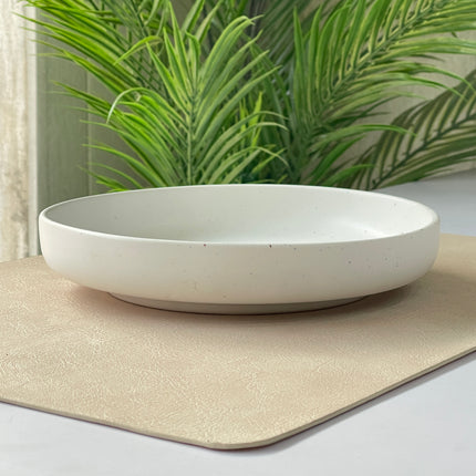 8 inch Deep Classic Plate ( White Matte with Brown Specks )