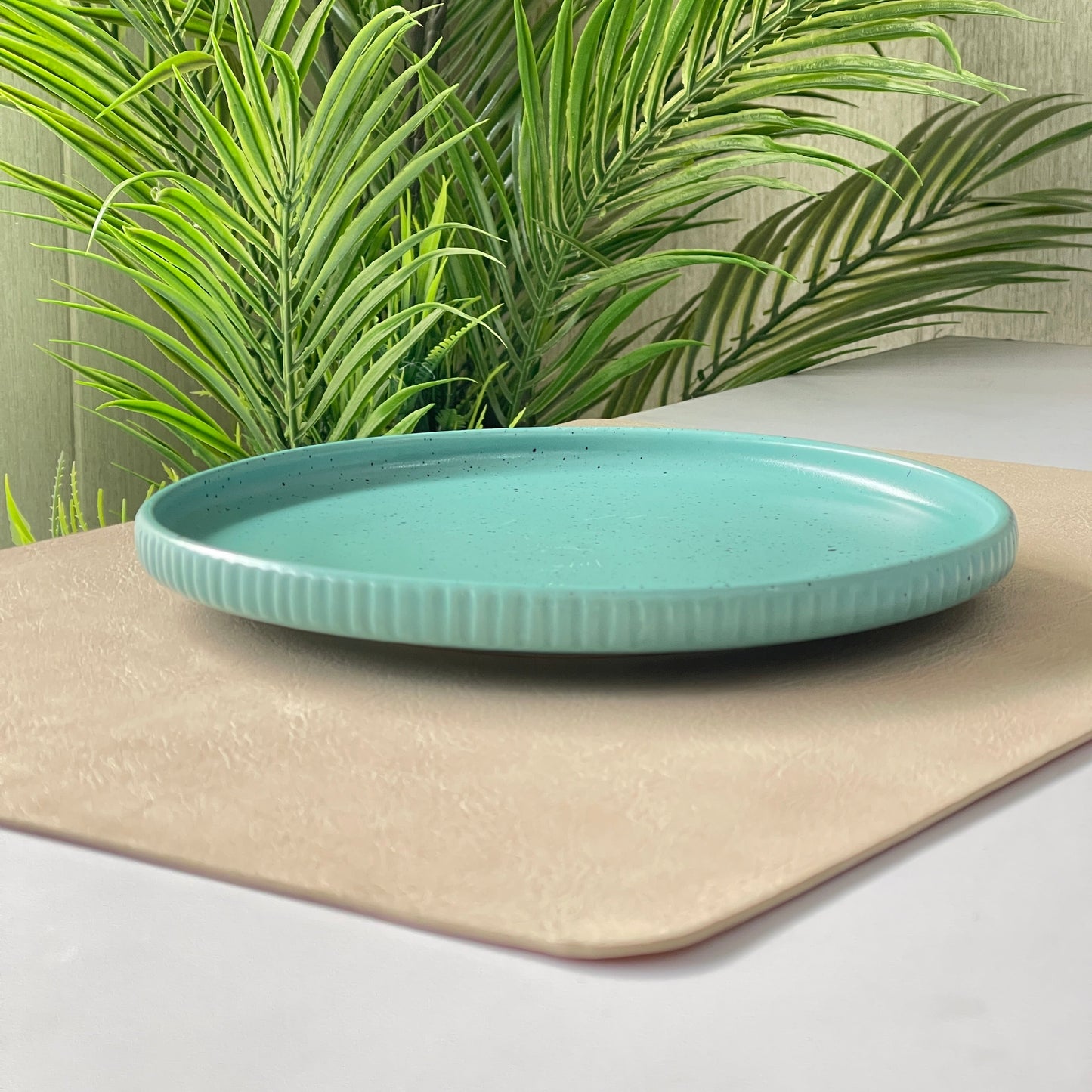 8 inch Pebble Edge Classic Plate ( Firozi Matte with black specks )