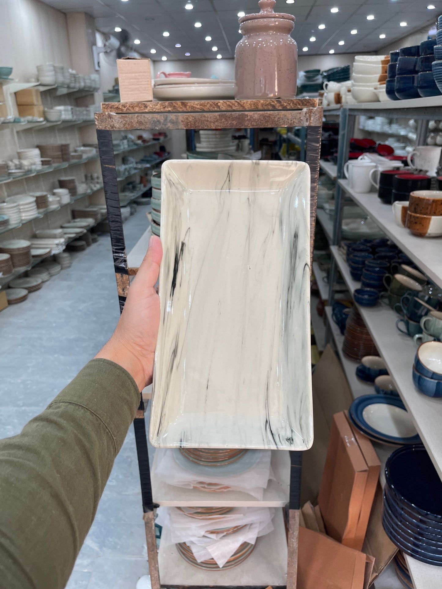 Leftover 11.5"x6" Rectangular Platter ( Black Marble )