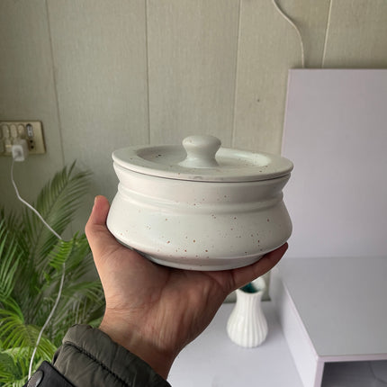 Leftover 6.5 inch Handi ( White Matte with brown specks )