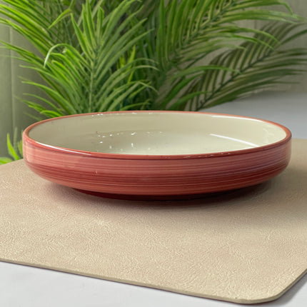 8 inch Deep Classic Plate ( Outer Maroon Colorline with Maroon specks )