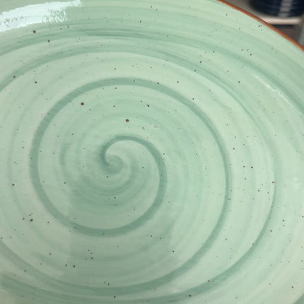 Leftover 13 inch Rimless Rice Dish ( Teal Colorline Brown line )