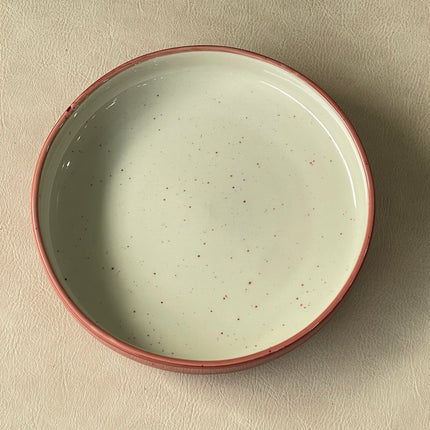 8 inch Deep Classic Plate ( Outer Maroon Colorline with Maroon specks )