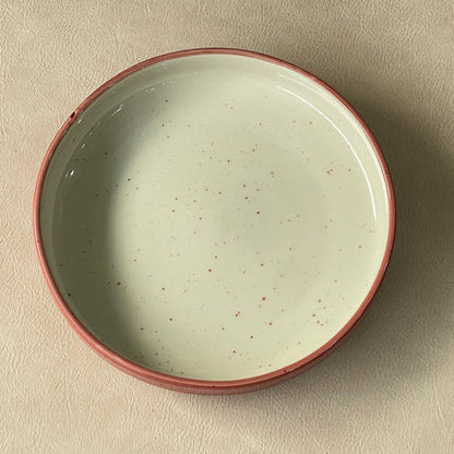 8 inch Deep Classic Plate ( Outer Maroon Colorline with Maroon specks )