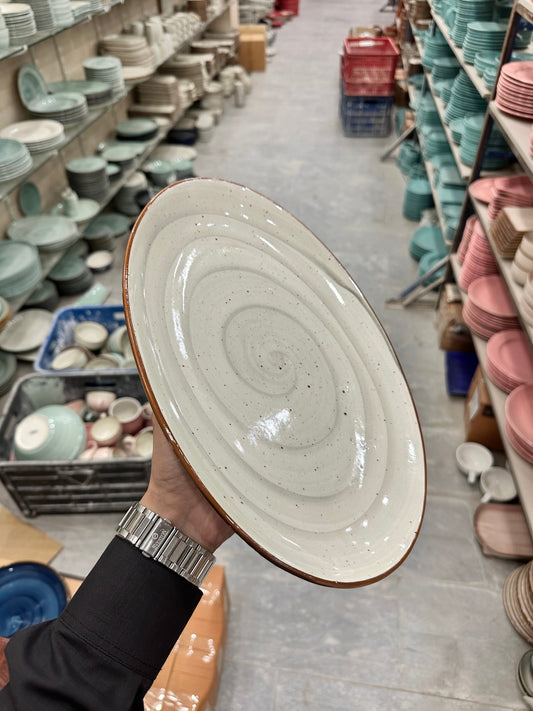 Leftover 13 inch Rimless Rice Dish ( Grey Colorline )