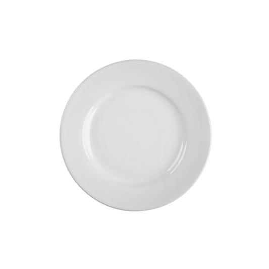 8" Flat Plate with Rim ( Glossy White )