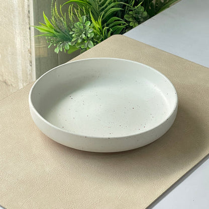 8 inch Deep Classic Plate ( White Matte with Brown Specks )