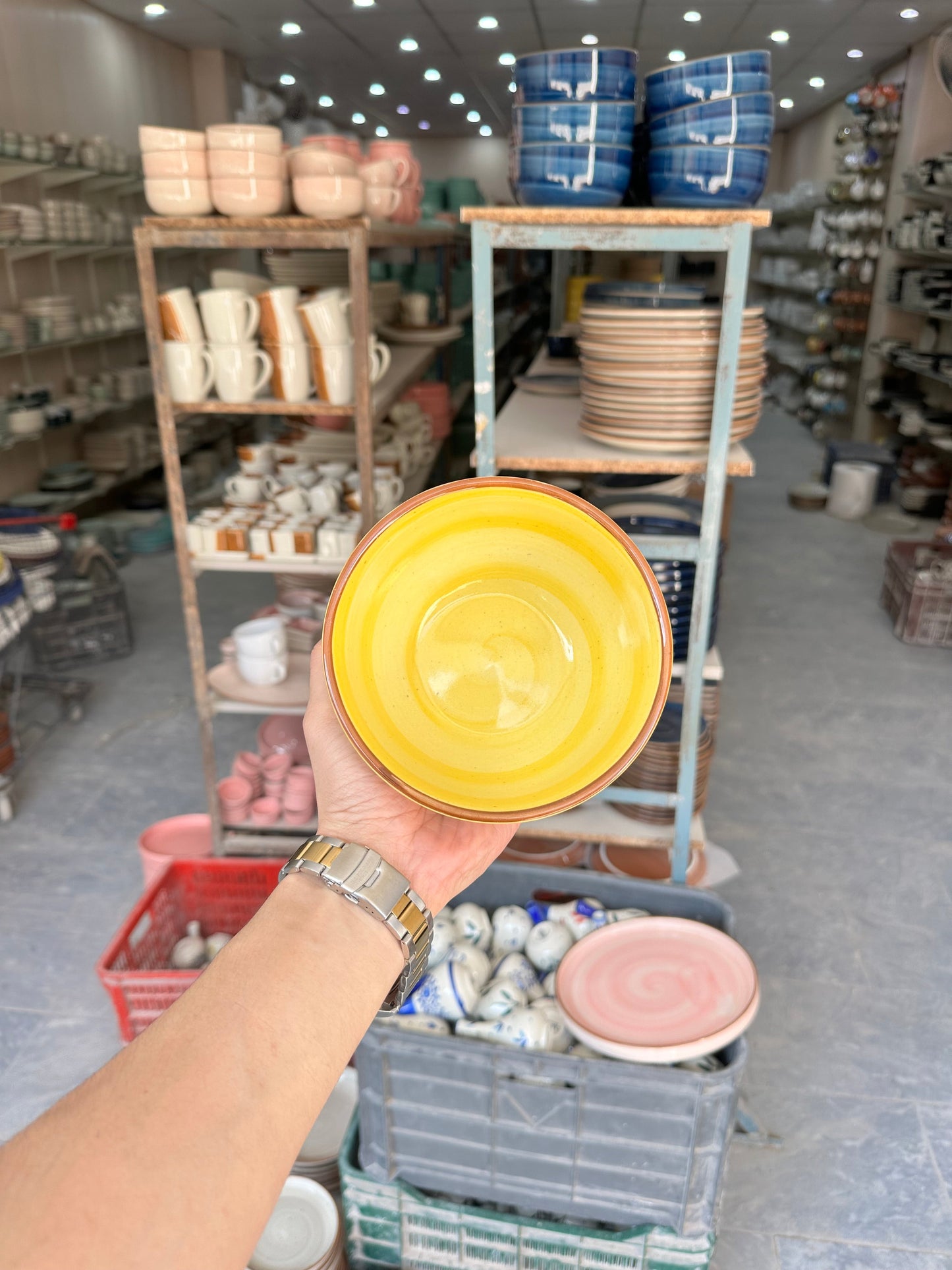 Leftover 5.5 inch Ripple Bowl ( Yellow Colorline Brown line )