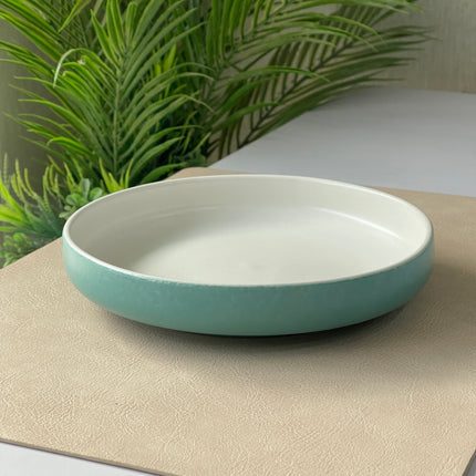 8 inch Deep Classic Plate ( Outer Firozi Matte inner White Matte )