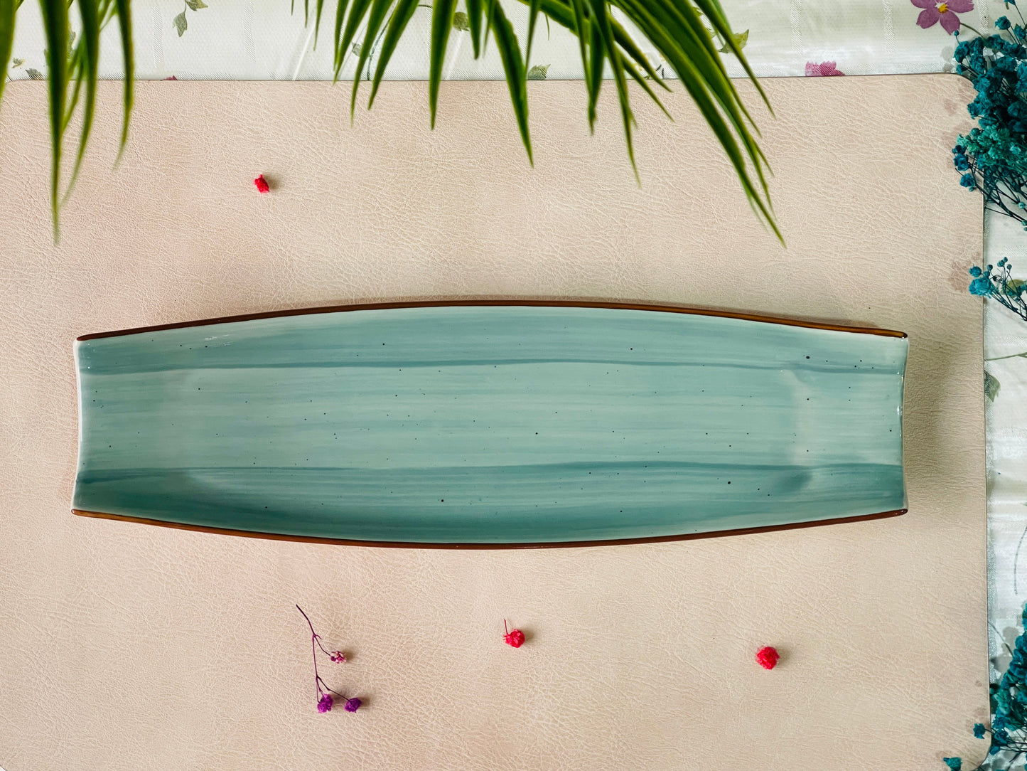 Curved Sushi Platter ( Teal Colorline )