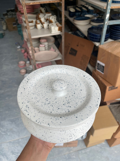 Leftover 8 inch Handi ( White Matte with Black Specks )