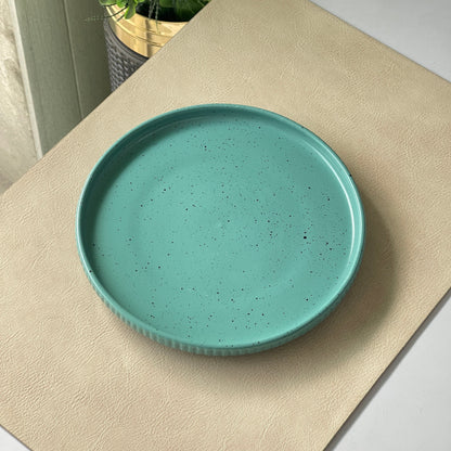 8 inch Pebble Edge Classic Plate ( Firozi Matte with black specks )