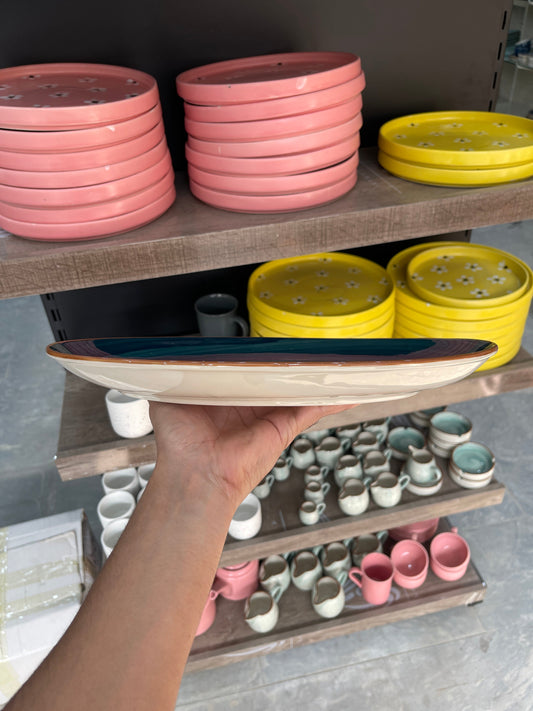 Leftover 13 inch Rimless Rice Dish ( Peacock Green Colorline )