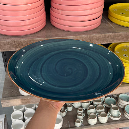 Leftover 13 inch Rimless Rice Dish ( Peacock Green Colorline )