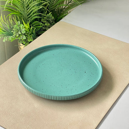 8 inch Pebble Edge Classic Plate ( Firozi Matte with black specks )