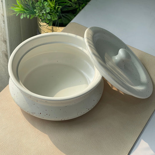 8 inch Handi ( White Matte with brown specks )