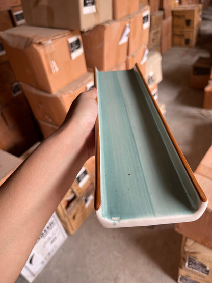 Leftover Two Border Sushi Platter 14.5"x3.5" ( Teal Colorline )