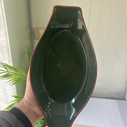 Leftover Pasta dish large 10.2"x 5.5" ( Glossy Dark Green )