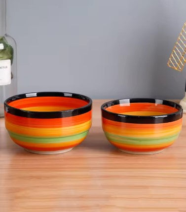 Ceramic rainbow bowl microwave Safe customized colorful stoneware 6 inches bowl