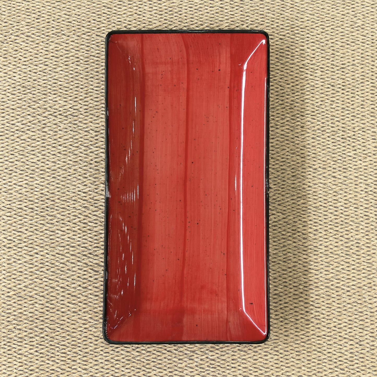 11.5"x6" Rectangular Platter ( Red Colorline with Black Line )