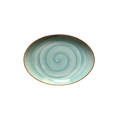 13 inch Rimless Rice Dish ( Teal Colorline )