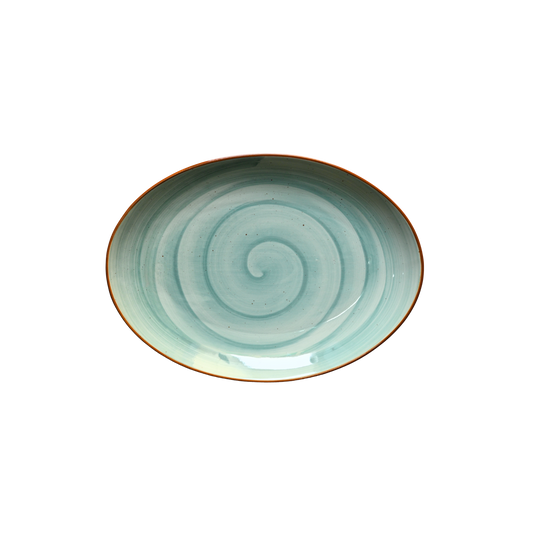 13 inch Rimless Rice Dish ( Teal Colorline )