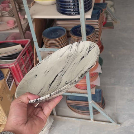 Leftover 13 inch Rimless Rice Dish ( Black Marble )