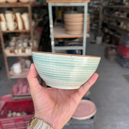 Leftover 5.5 inch Ripple Bowl ( Teal Colorline Brown line )