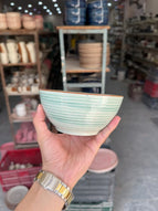 Leftover 5.5 inch Ripple Bowl ( Teal Colorline Brown line )