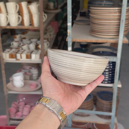 Leftover 5.5 inch Ripple Bowl ( Grey Colorline Brown line )